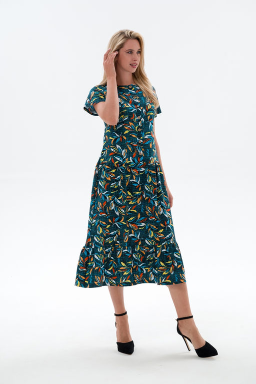 Платье женское из кулирки Кармелита веточка бирюза - Амадэль фото 9