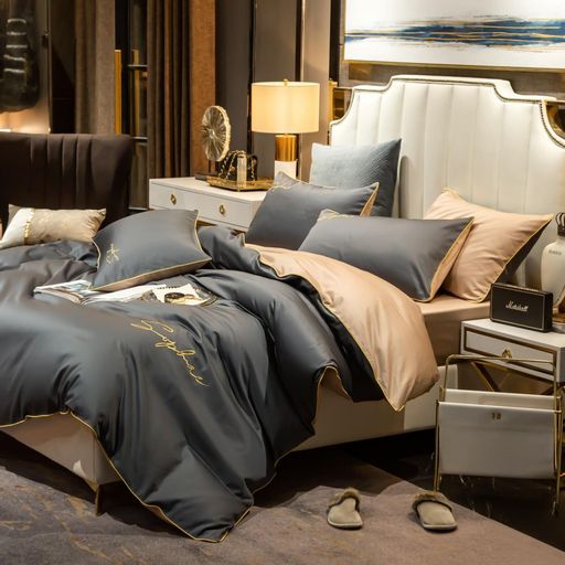 КПБ Mency однотонный с вышивкой MENO019 Евро