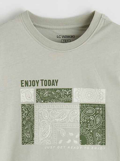 Bisiklet Yaka Bask?l? Erkek ?ocuk Ti??rt