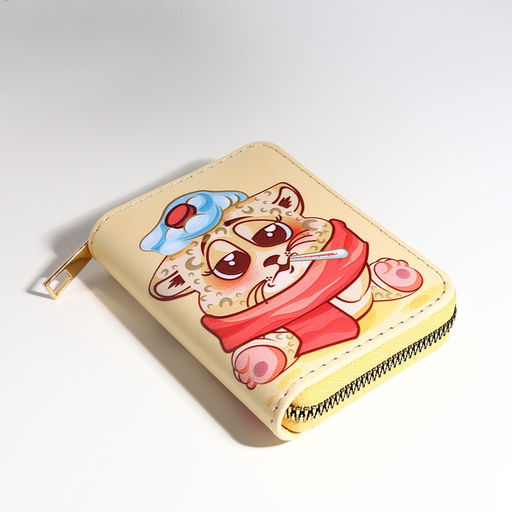 Кошелёк на молнии «Кот», маленький, детский, жёлтый