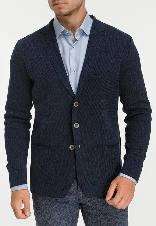 Кардиган мужской GREG G136Z-KF-зигзаг (синий/т.синий)