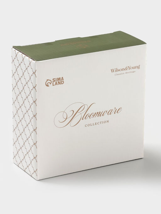 Салатник WY Bloomware, 500 мл, 15×6 см, фарфор, белый, зелёный