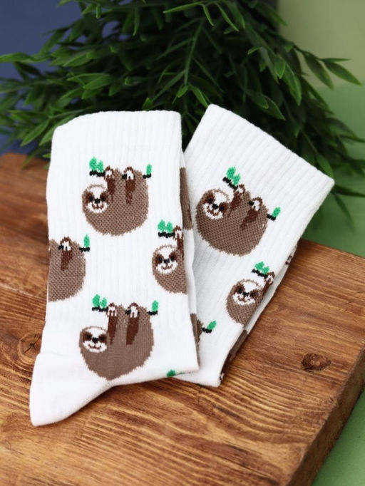 Носки женские "Sloth on branch", р. 35-40, белый