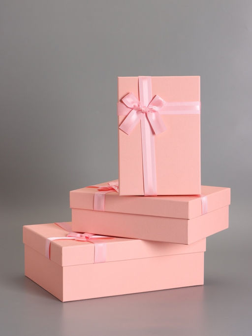 Набор подарочных коробок 3 в 1, прямоугольные с бантом, розовый фламинго, 33.5×25×11.5; 29×21×9; 24.5×17×6.5 см