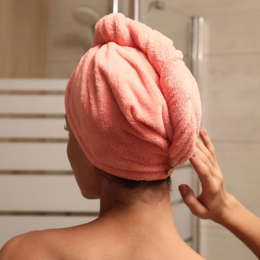 Полотенце-чалма для сушки волос Этель цвет светло-розовый, 65*25 см, 100% п/э