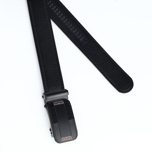 Ремень мужской, 120×3.5 см, пряжка автомат, кожа под флотер, чёрный