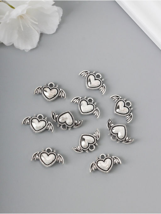 Цена за 2 шт. Декор для творчества металл «Сердце-чертёнок», серебро, набор 10 шт., 1.1×1.8×0.2 см