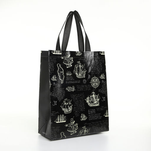 Цена за 2 шт. Сумка хозяйственная «Корабли», без застёжки, чёрная