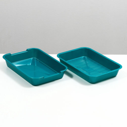 Туалет перламутровый средний с сеткой 36×26×6.5 см, бирюзовый