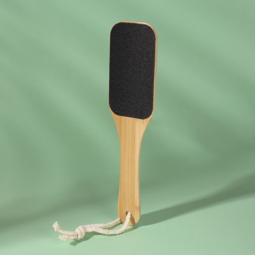 Тёрка для ног BAMBOO, наждачная, двусторонняя, с подвесом, 25 см, бамбуковая