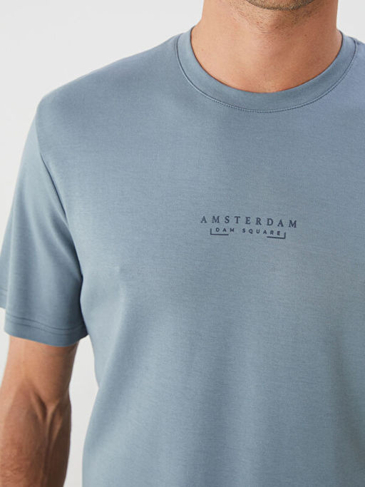 Bisiklet Yaka Bask?l? Erkek Ti??rt