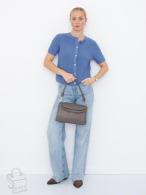 Сумка женская кожаная 0036VG gray  Vitelli Grassi