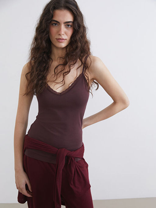 V Yaka Dantel Detayl? ?p Ask?l? Kad?n Atlet
