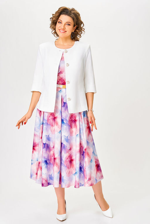 Платье Swallow 829 Принт Розово-голубые цветы фото 5