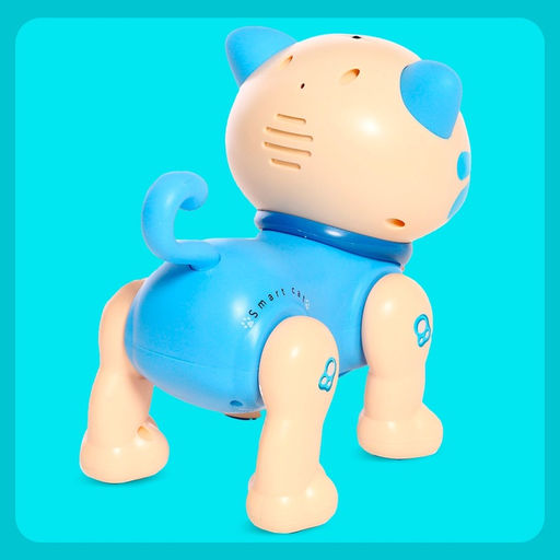 Робот кот Пультовод ZHORYA, на пульте управления, интерактивный: сенсорный, звук, свет, на батарейках, на русском языке, синий - Simaland фото 9