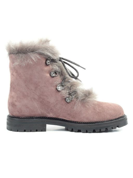 04-AH25-3 BROWN Ботинки зимние женские (натуральная замша, натуральный мех) - Фабричный китай фото 11