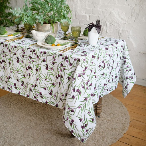 Скатерть Доляна Olives 149×180 см, 100% хлопок, рогожка 164 г/м²