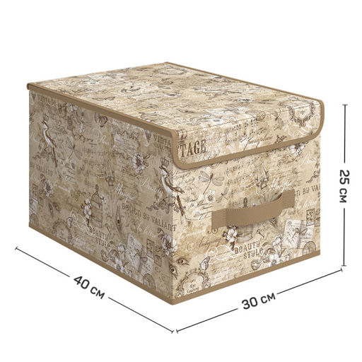 VAL VN-BOX-LM Короб стеллажный с крышкой, большой, 30*40*25 см, VINTAGE, шт - Valiant фото 3