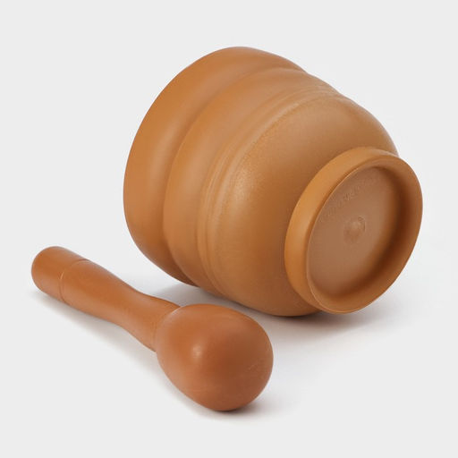 Ступка с пестиком Доляна «Кирпичный камень», 250 мл, 10.5×20 см, коричневая