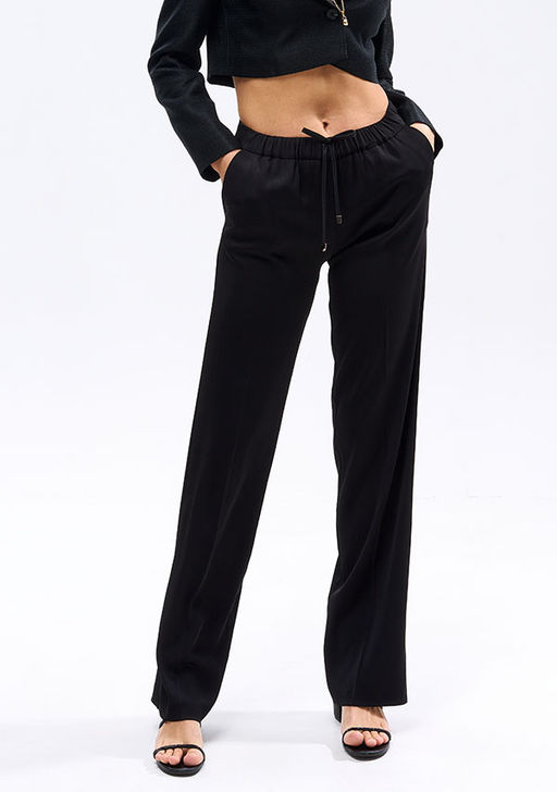 N-2505 Брюки женские из вискозы с поясом на резинке черный