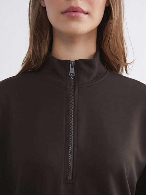 Dik Yaka Oversize Kad?n Sweatshirt Tunik