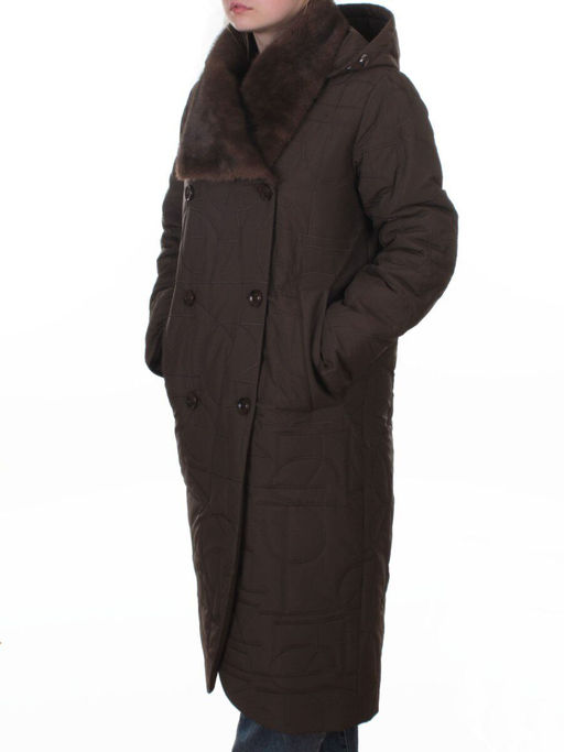 A617 BROWN Пальто зимнее женское (верблюжья шерсть, 120 гр. холлофайбер)