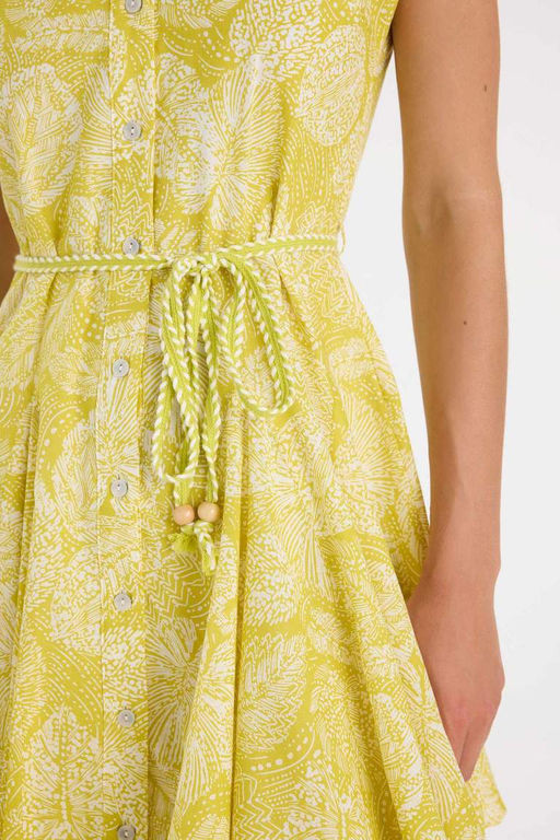 Мини-платье без рукавов из вуали с принтом и V-образным вырезом - Defacto фото 4