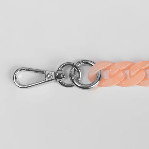Цепочка для сумки, пластиковая, с карабинами, 23×17 мм, 68 см, цвет абрикосовый, серебряный