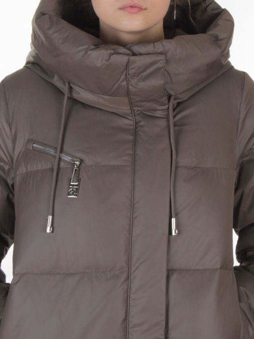 8310 GRAY/BROWN Пальто зимнее женское (200 гр. холлофайбер)