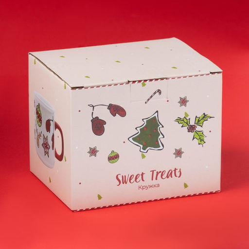Новогодняя кружка Доляна Sweet Treats, 360 мл, 12.8?9.5?9 см, керамика, белая