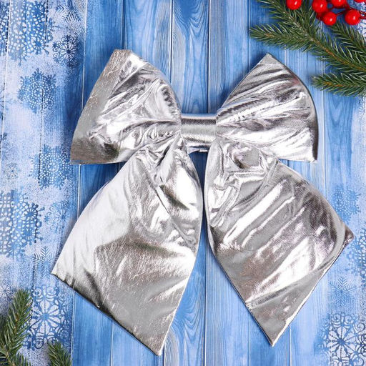 Ёлочная игрушка «Зимнее волшебство. Бант лоск» пластик, 24×26 см, серебро