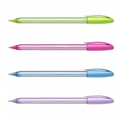 Цена за 2 шт. Ручка шар. ErichKrause "Ultra Glide Technology U-108 Spring Stick" (58108) синяя, 1мм, полупрозрачный трехгран. корпус, игольчатый стержень