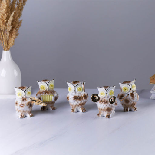 Фигурки Сова музыкант 5 штук 10 см / W632-1 /уп 24/ - Галеонтрейд фото 2