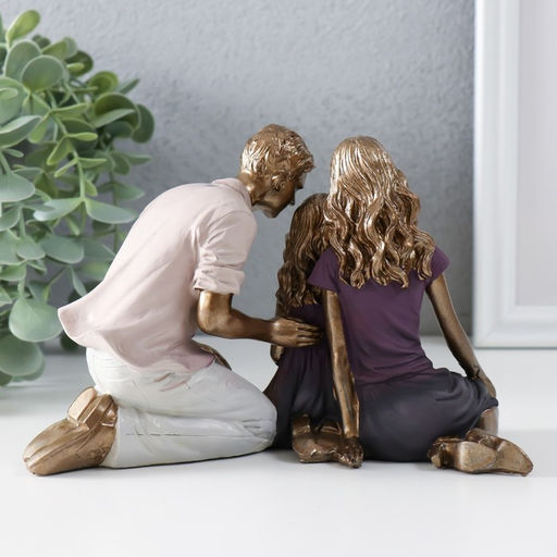 Фигурка полистоун «Родители, я и наш щенок», бронза, фиолетовый, 17.5×7.5×12 см