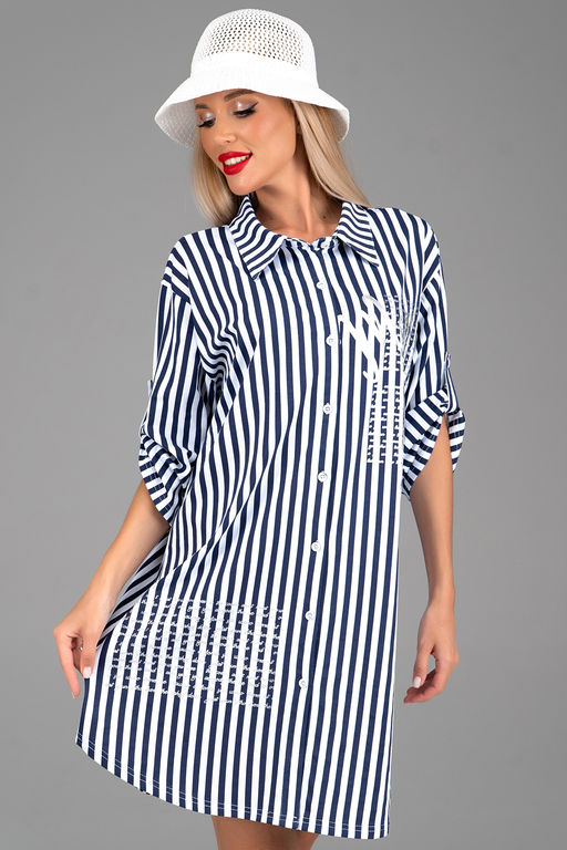 Платье  рубашка Молли (крупная полоска) - Эльза фото 20