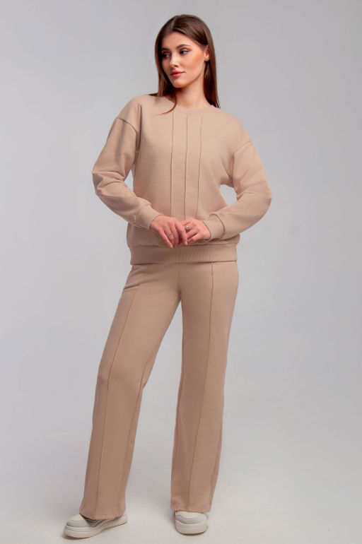 Арт. 2529 Костюм с брюками женский 44-50 (4 шт) Цвет:верх-бежевый,низ-бежевый - Калинка фото 9