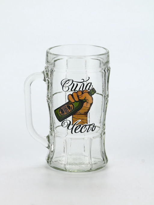 Кружка пивная стеклянная «Сила, честь», 500 мл, 18+