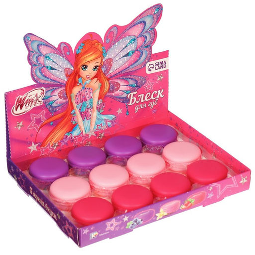 Цена за 12 шт. Блеск для губ детский в макаруне, МИКС цветов и вкусов, 10 г Блум, WINX  фото 2