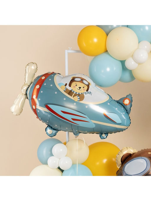 Воздушный шар фольгированный 35" «Самолёт с медведем»