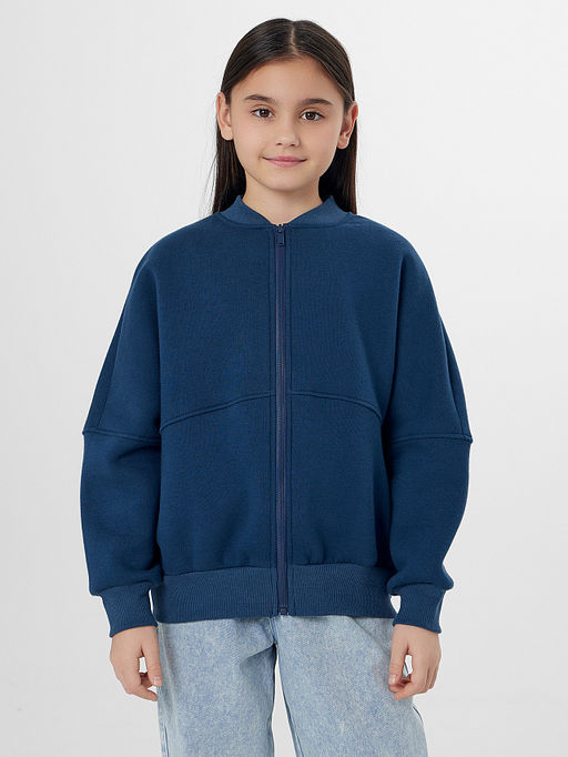 Толстовка для девочек синяя на молнии