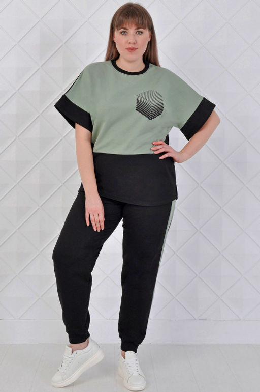 Арт. 2354 Костюм с брюками женский 52-60 (5 шт) Цвет:верх- черно-кэмел, низ- черно-кэмел - Калинка фото 21