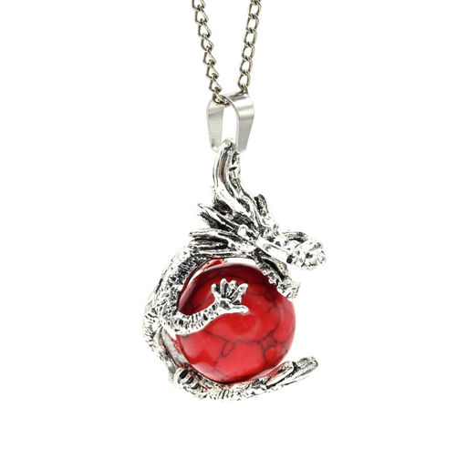 Подвеска Дракон на шаре 23*34мм с кораллом искусственным