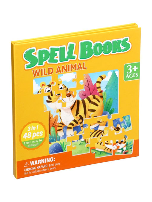 Книжка - деревяшка пазл «Животные», 48 деталей