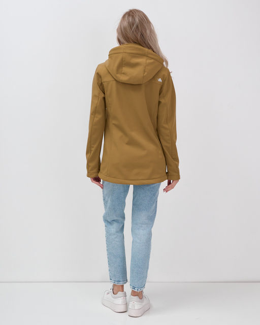 Ветровка спортивная женская с капюшоном softshell горчичного цвета 9566G - Mtforce фото 22
