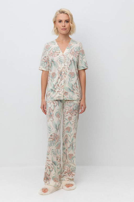 Е 20153/айвори,акварельные тропики пижама жен
