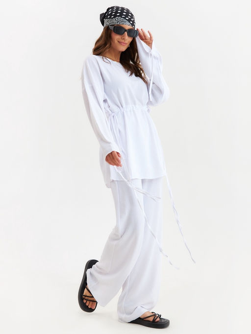 Костюм женский (туника, брюки) MINAKU: Casual Collection, размер 42, белый