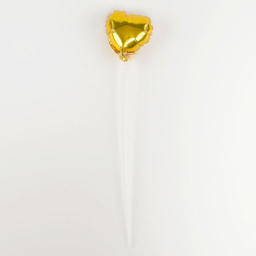Цена за 5 шт. Воздушный шар фольгированный 5" «Сердце», для палочки, золотой