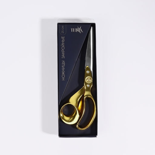 Ножницы закройные TEIRA, скошенное лезвие, 10", 25 см, цвет золотой
