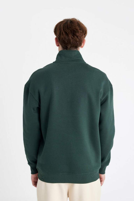 Толстовка с воротником-стойкой и молнией Comfort Fit с принтом - Defacto фото 6