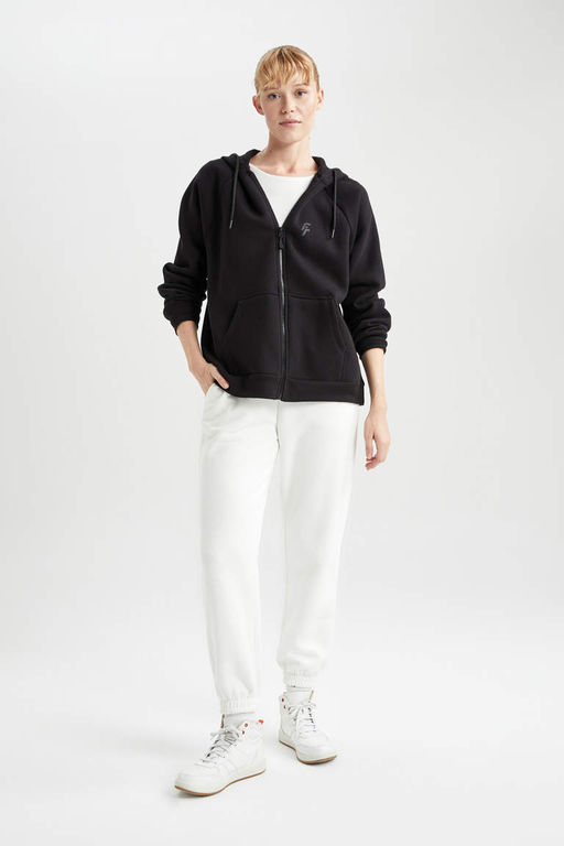 DeFactoFit толстый свитшот оверсайз с капюшоном и двойным карманом на молнии  фото 2